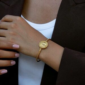 18K Gold Plated Adjustable Coin Bracelet | Waterproof & Sweatproof